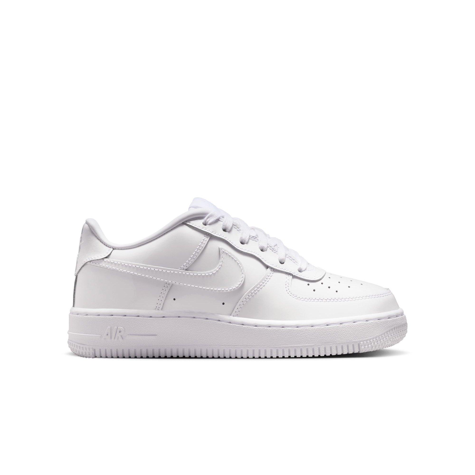Nike Air Force 1 "White Patent" Grade School Boys' Shoe - WHITE